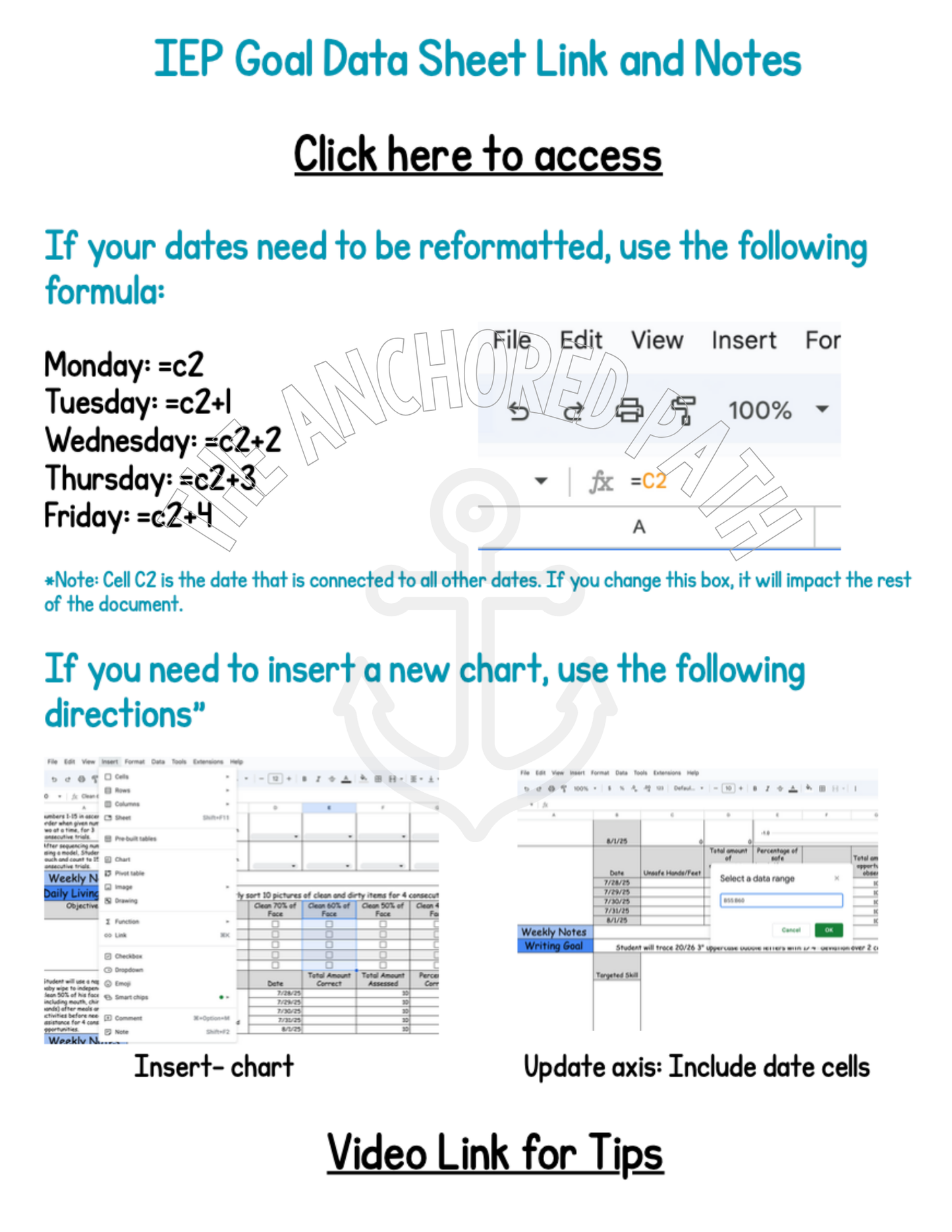 Editable Google Sheets Weekly IEP Data Collection Tool (Trial + Frequency Data)