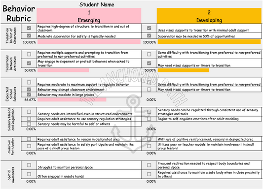 Behavior Rubric – With Visual Progress Bars