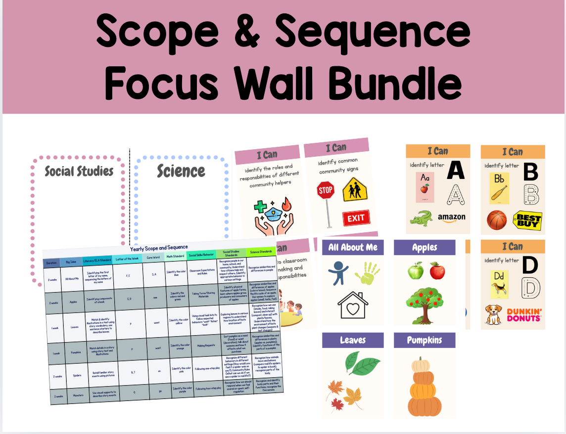 Special Education Scope and Sequence with Learning Target Cards – 7 Subjects Included!