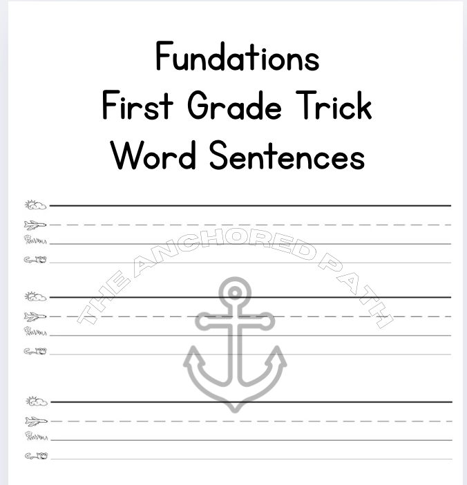 First Grade Sentence Writing Packet – Fundations® Trick Words Edition