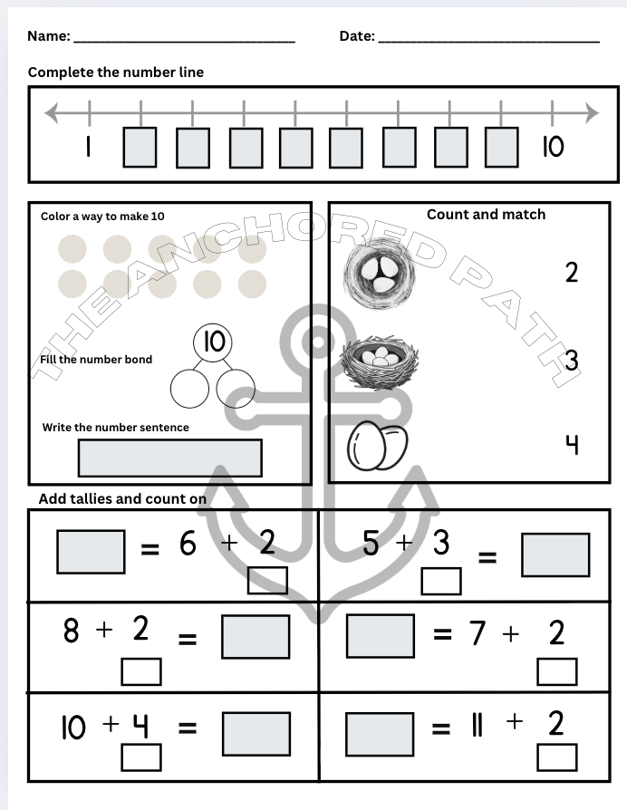 Eureka Math Module 1 Intervention Packet – First Grade Support
