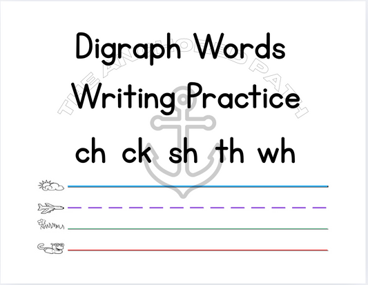 Digraph Writing Practice Packet – Special Education & Intervention Support