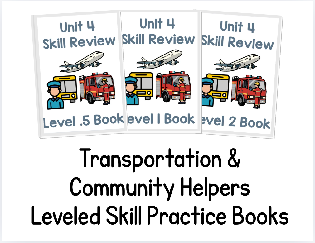 Transportation & Community Helpers Leveled Skill Practice Books