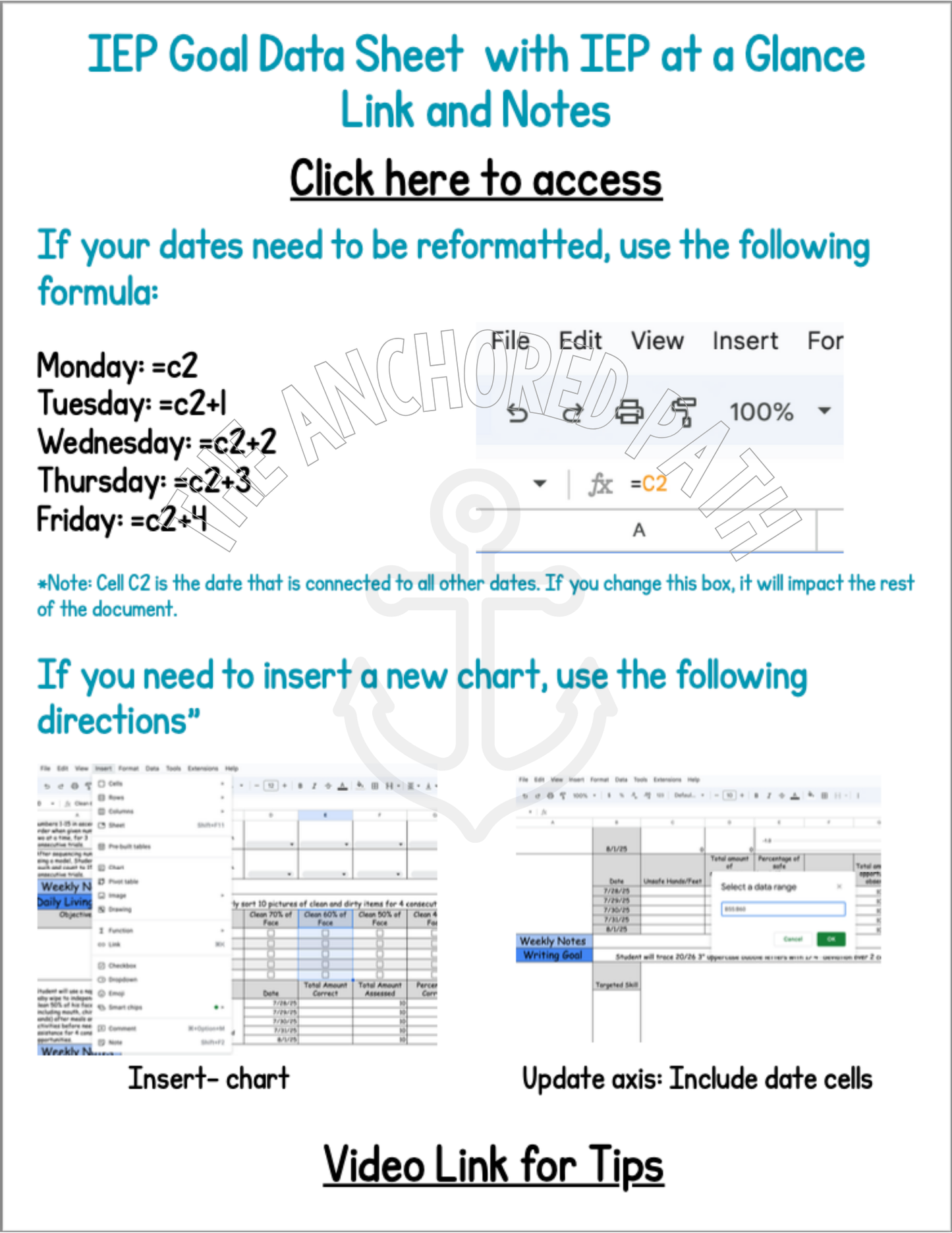 Editable Google Sheets Weekly IEP Data Collection Tool (Trial + Frequency Data) & IEP at a Glance